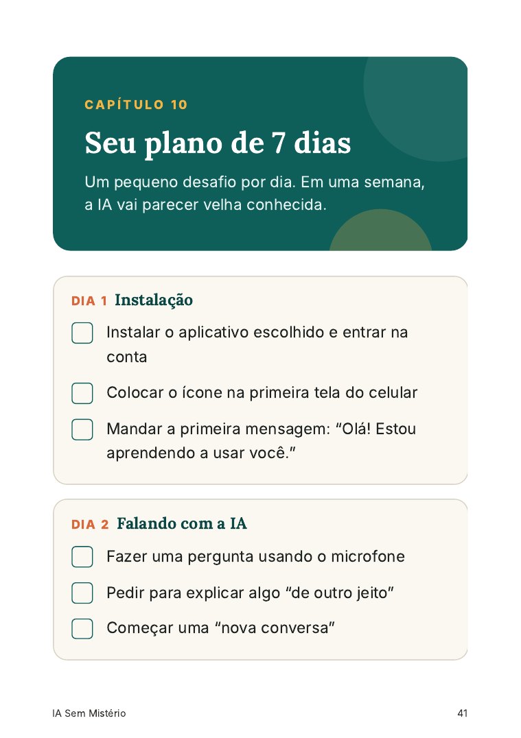 Página do plano de 7 dias com caixinhas para marcar